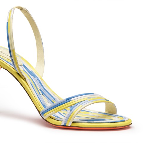 Women's multicolor leather high-heel sandal - Santoni - 5