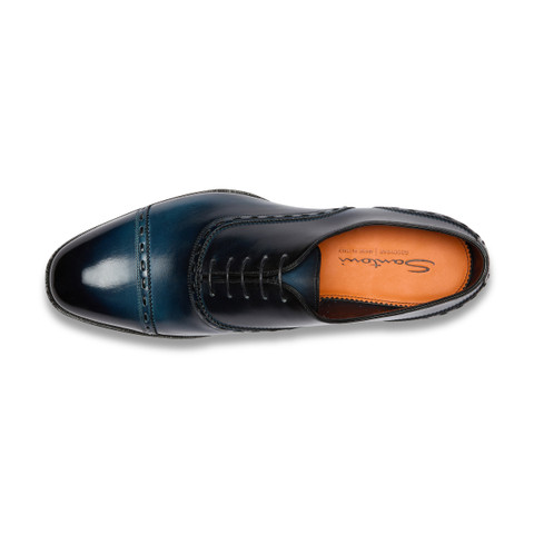 Men's blue leather Oxford shoe - Santoni - 5