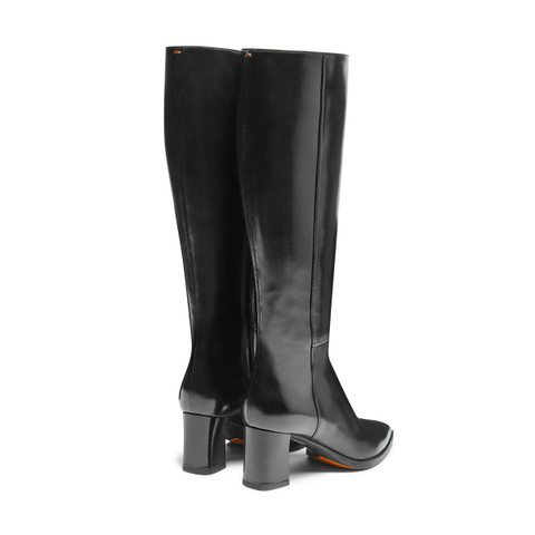 Women's black leather mid-heel boot - Santoni - 3