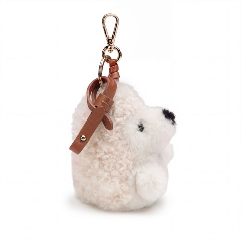 Beige fur and brown leather Hedgehog charm - Santoni - 3