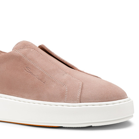 Women's pink suede slip-on sneaker - Santoni - 6