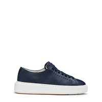Women's blue leather sneaker - Santoni - 1