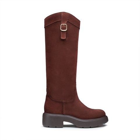Women's dark brown suede Easy boot - Santoni - 1