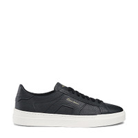 Men's blue tumbled leather double buckle sneaker - Santoni - 1