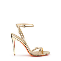 Women's gold leather and crystal high-heel Meraviglia Collection sandal - Santoni - 1