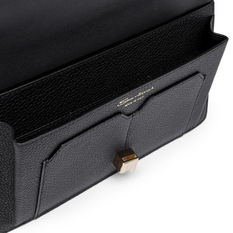 Black tumbled leather document holder - Santoni - 2