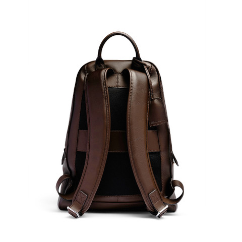 Dark brown leather backpack - Santoni - 4