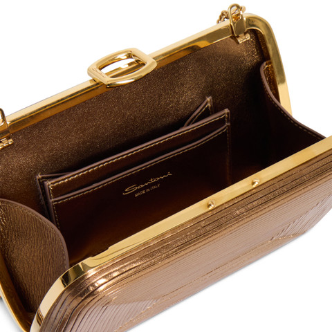 Gold leather crossbody bag - Santoni - 6