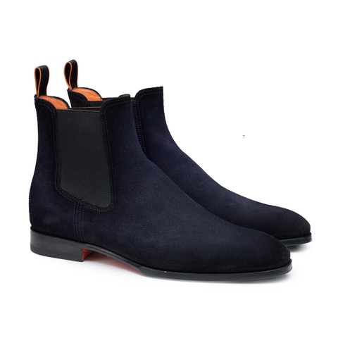 Men's blue suede Chelsea boot - Santoni - 2