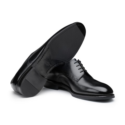 حذاء ديربي رجالي من الجلد باللون الأسود - Santoni - 3