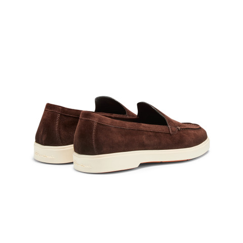 Women's dark brown suede loafer - Santoni - 3