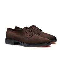 Stringata Easy da uomo in suede testa di moro - Santoni - 2