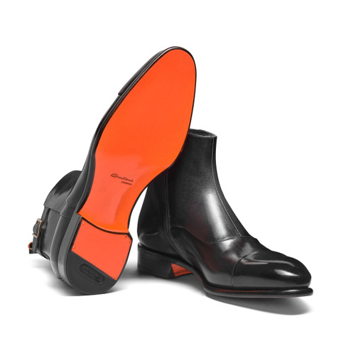 Men's grey leather ankle boot - Santoni - 3