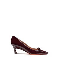 Women's burgundy patent leather mid-heel pump - Santoni - 1
