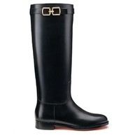 Women's black leather boot - Santoni - 1