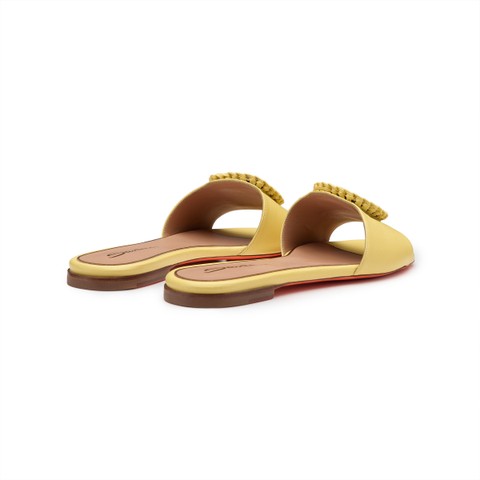Women's yellow leather slide sandal - Santoni - 3