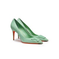Women's green suede high-heel Santoni Sibille pump - Santoni - 2