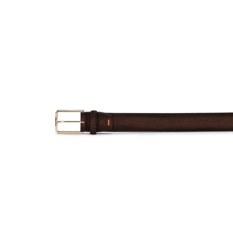 Dark brown suede adjustable belt - Santoni - 2