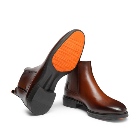 Men's dark brown leather Easy boot - Santoni - 4