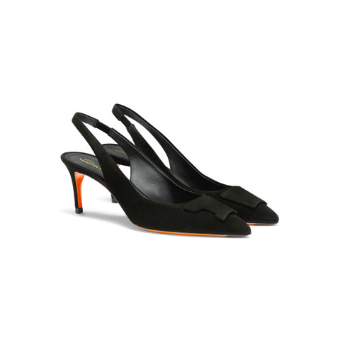 Schwarze Santoni-Slingbacks Sibille für Damen aus Wildleder mit mittelhohem Absatz - Santoni - 3