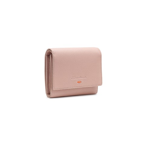 Pink tumbled leather wallet - Santoni - 2