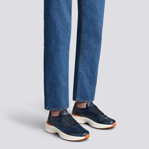 Blaue Easy Bounce Sneakers für Herren aus Leder - Santoni - 2