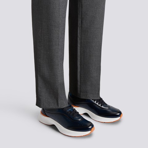 Men's blue leather Easy Bounce sneaker - Santoni - 2