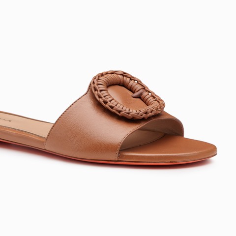 Women's brown leather slide sandal - Santoni - 6