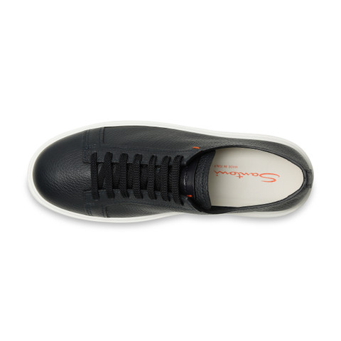Men's blue tumbled leather sneaker - Santoni - 5