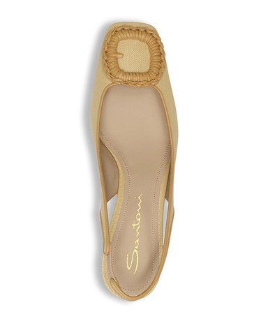 レディース ラフィア ミドルヒール スリングバックパンプス ベージュ - Santoni - 5