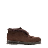 Stivaletto desert con pelliccia da donna in suede testa di moro - Santoni - 1