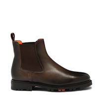 Men's dark brown leather Chelsea boot - Santoni - 1