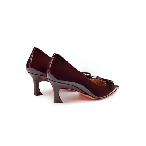 Women's burgundy patent leather mid-heel pump - Santoni - 4