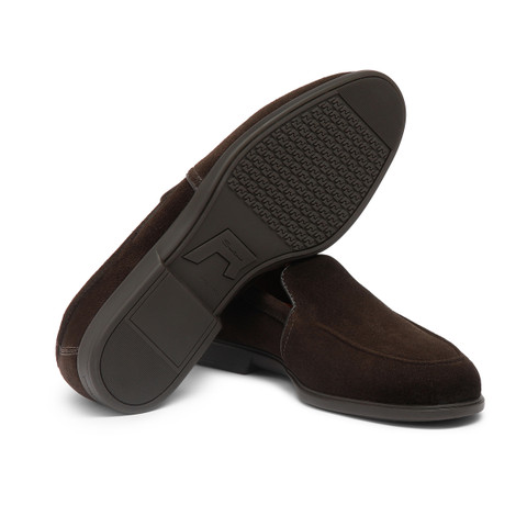 Dunkelbraune Loafer für Herren aus Wildleder - Santoni - 4