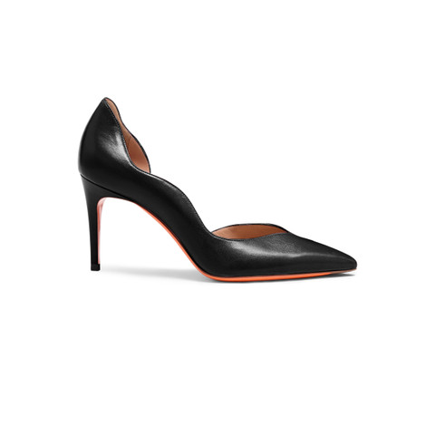 Women's black leather high-heel pump - Santoni - 1