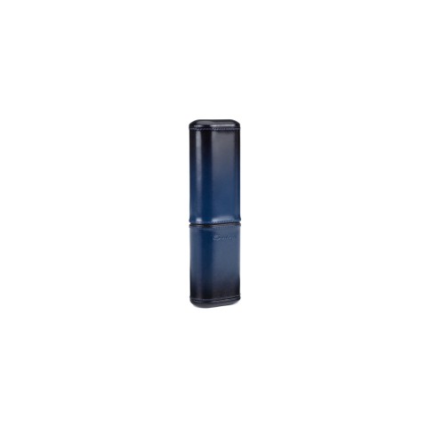 Cohiba cigar case in cedar wood covered in blue leather - Santoni - 2
