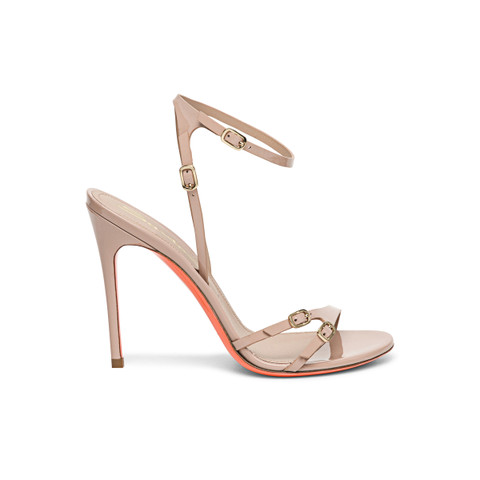 Women’s pink patent leather high-heel sandal - Santoni - 1