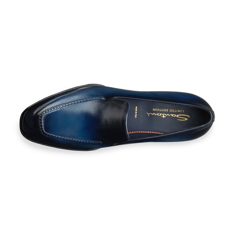 Men's blue leather Limited Edition loafer - Santoni - 4