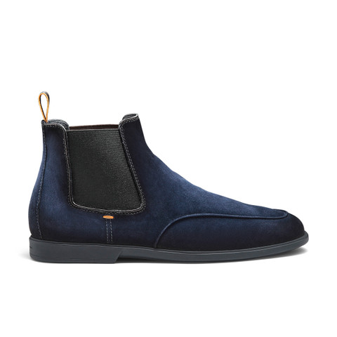 Men&rsquo;s blue suede Chelsea boot - Santoni - 1