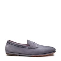 Men's light blue suede Carlo Driver penny loafer - Santoni - 1