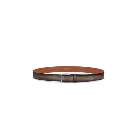 Brown leather adjustable belt - Santoni - 3