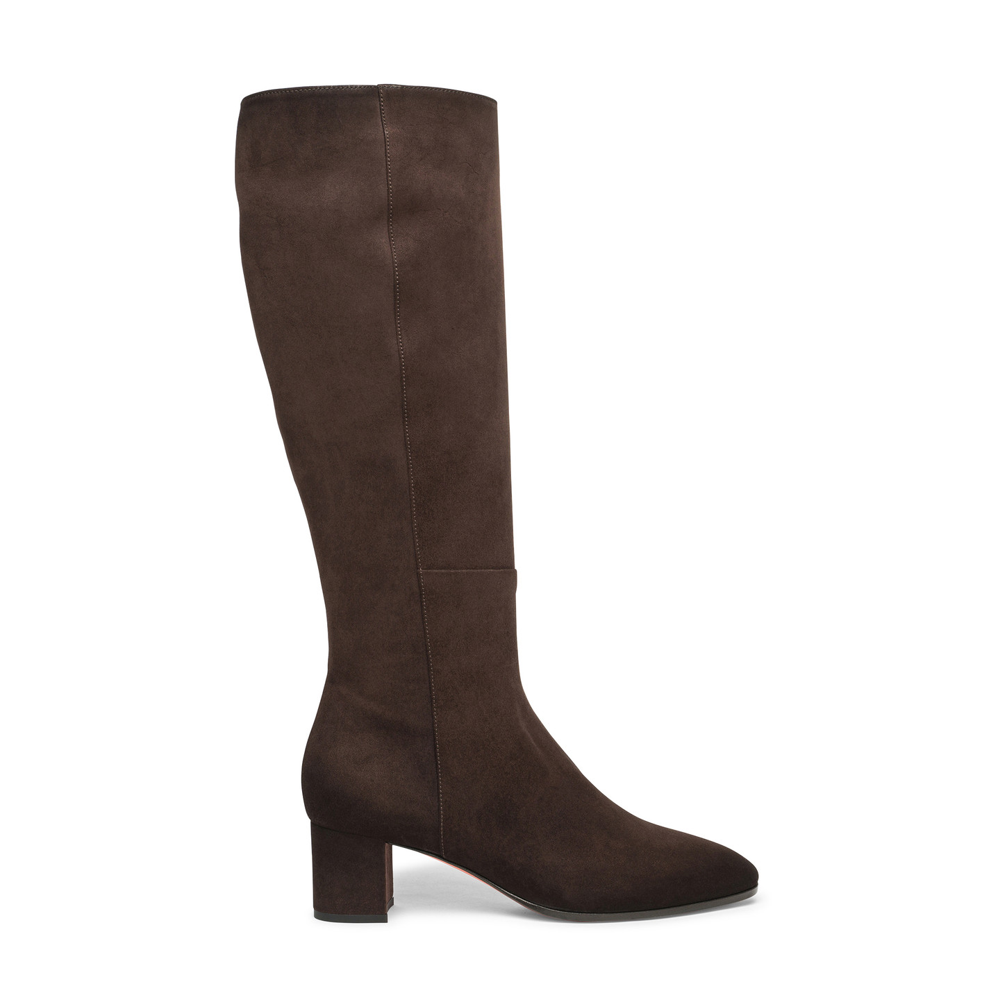 Santoni Stivale tacco medio da donna in suede testa di moro