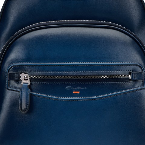 Sac &agrave; dos en cuir bleu - Santoni - 6