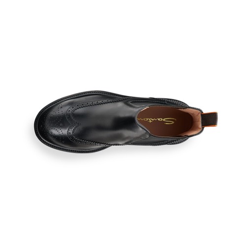 Women's black leather brogue Chelsea boot - Santoni - 5