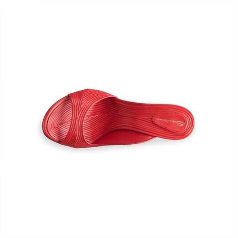 Women's red leather high-heel sandal - Santoni - 4