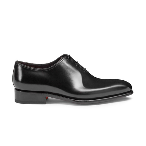 Men's polished black leather Oxford shoe - Santoni - 1