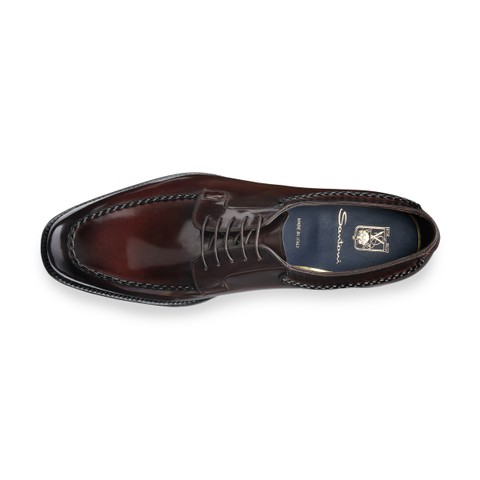 Men's dark brown leather Derby lace-up - Santoni - 4
