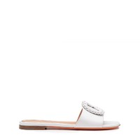 Women's white leather slide sandal - Santoni - 1