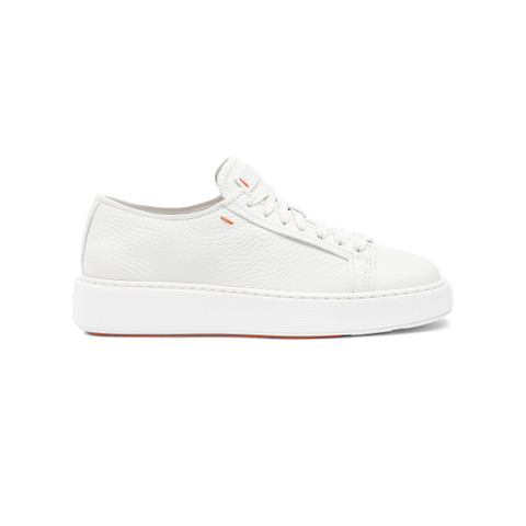 Women's white tumbled leather sneaker - Santoni - 1
