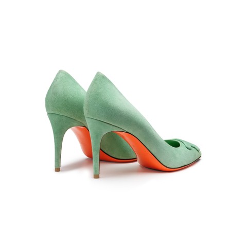 Women's green suede high-heel Santoni Sibille pump - Santoni - 3